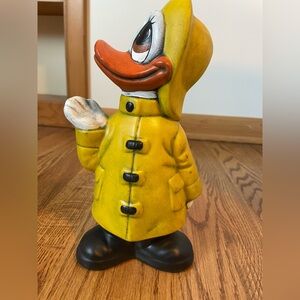 Vintage Walt Disney Production Donald Duck Ceramic Statues Raincoat Hand Painted